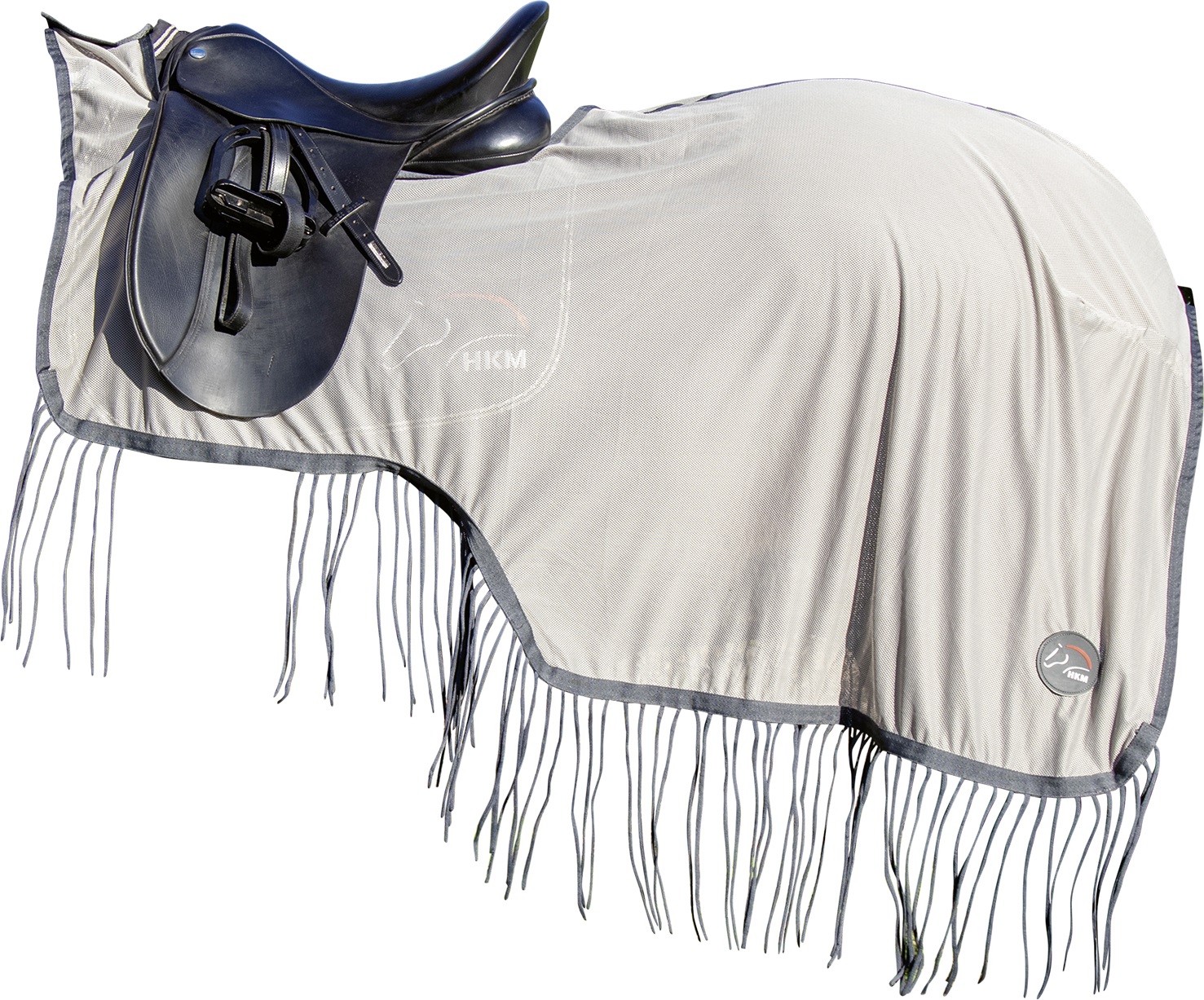 Fliegenausreitdecke "Fringes", silber/grau