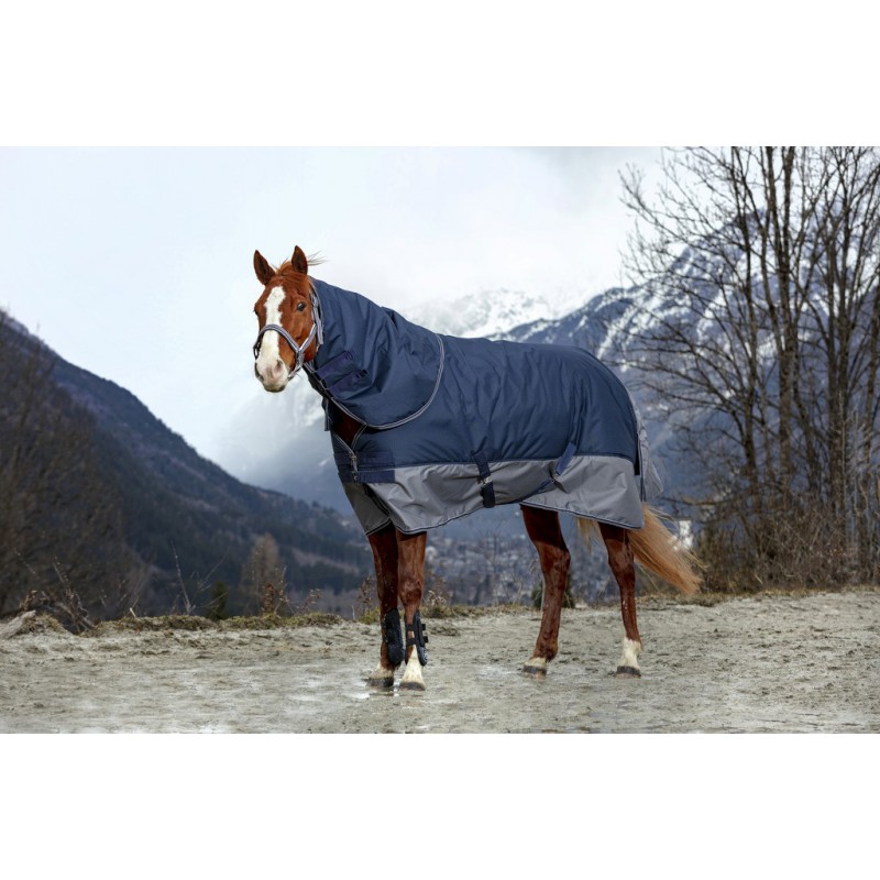 EQUITHÈME "TYREX 600 D" Decke, 450g Füllung, Pferdedecke, marineblau/grau, Weidedecke