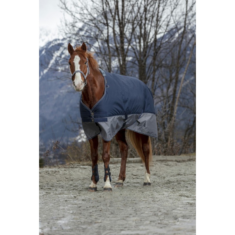 EQUITHÈME "TYREX 600 D" Decke, 450g Füllung, Pferdedecke, marineblau/grau, Weidedecke