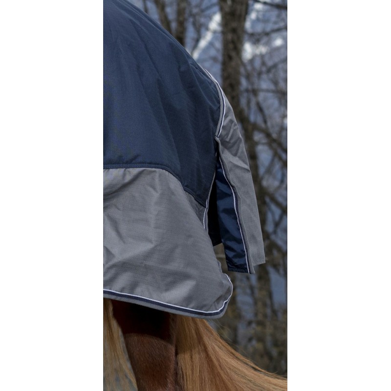 EQUITHÈME "TYREX 600D" Combo Decke, 350g Füllung, mit Halsteil, marineblau/grau, Weidedecke