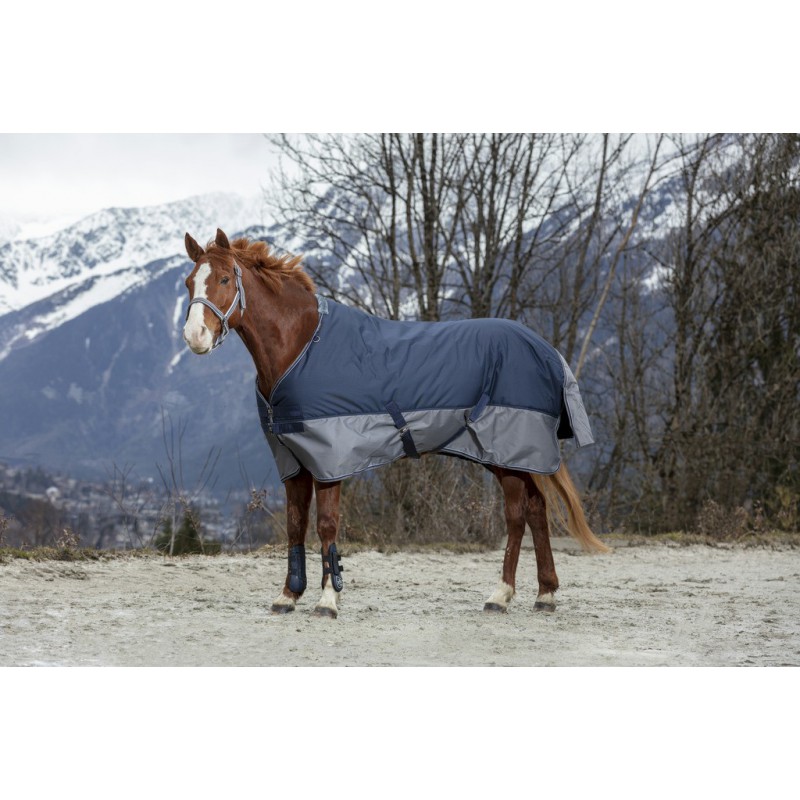 EQUITHÈME "TYREX 600 D" Decke, 450g Füllung, Pferdedecke, marineblau/grau, Weidedecke