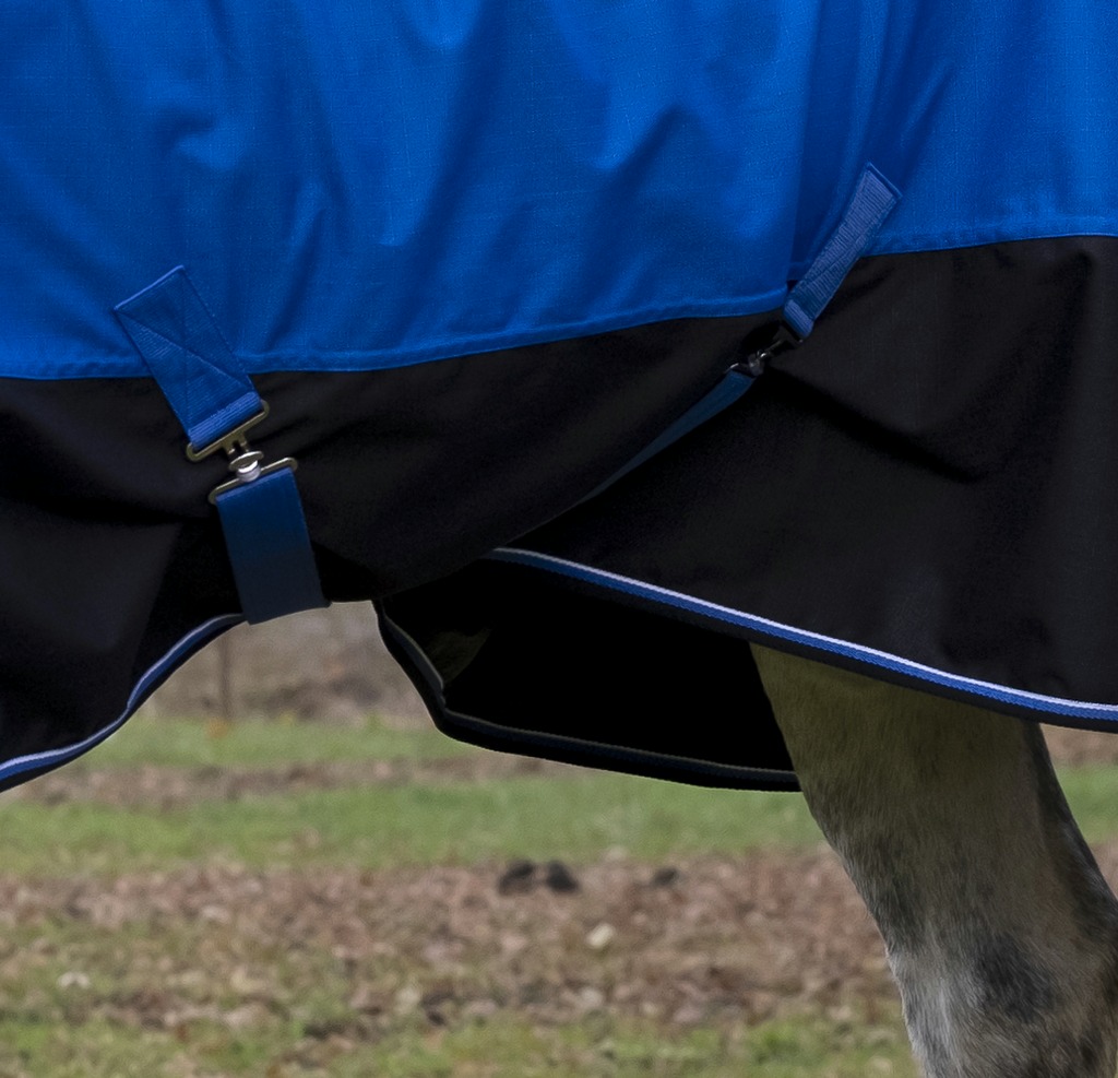 EQUITHÈME TYREX 1200D "Aisance" Decke, 300g Füllung, Pferdedecke, blau/schwarz, Weidedecke