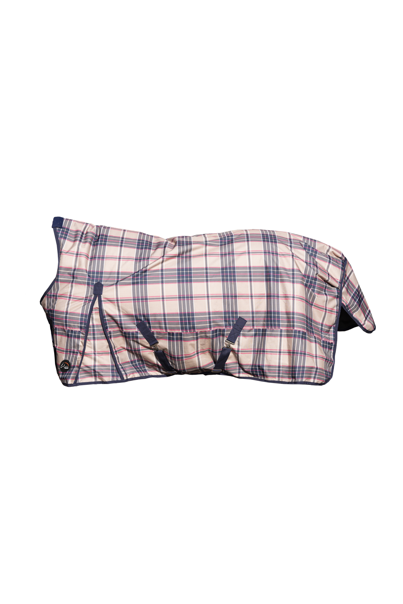Highneckdecke "Cambridge", 600D mit 100g Wattefüllung, beige/dunkelblau
