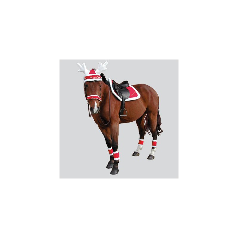 EQUITHEME Trensenzaumschoner "Noel" Weihnachten, rot/weiß, 2er-Set
